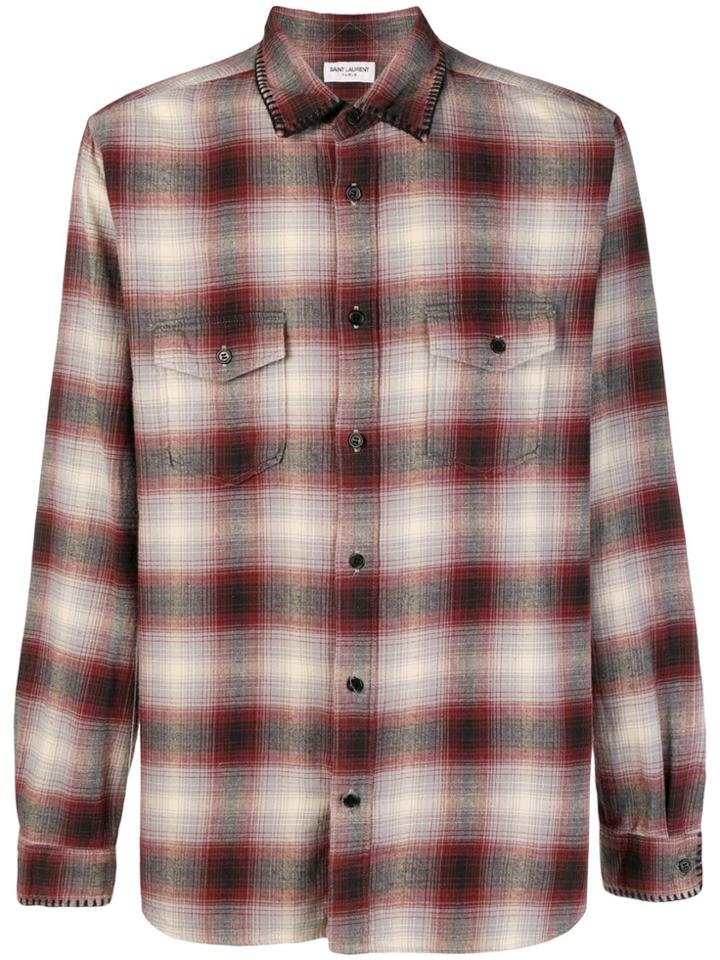 Saint Laurent Check Long-sleeve Shirt - Red