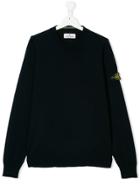 Stone Island Junior Teen Logo Patch Knitted Sweater - Blue