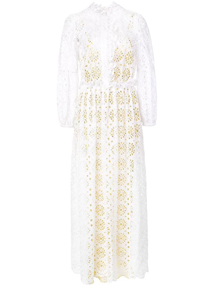 Dvf Diane Von Furstenberg Embroidered A-line Dress - White