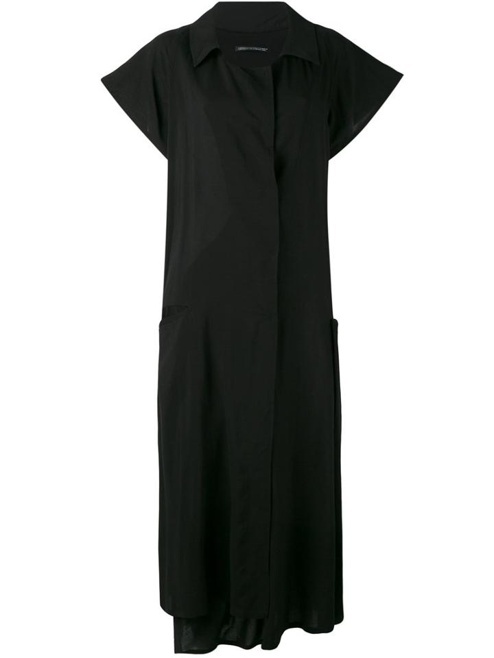 Yohji Yamamoto - Open Neck Shirt Dress - Women - Cotton/tencel - 2, Women's, Black, Cotton/tencel