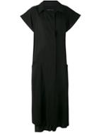Yohji Yamamoto - Open Neck Shirt Dress - Women - Cotton/tencel - 2, Women's, Black, Cotton/tencel