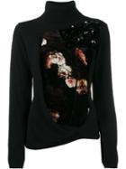 Preen By Thornton Bregazzi Floral Sequin Facade Jumper, Women's, Size: Large, Black, Virgin Wool/cashmere/polyamide/viscose