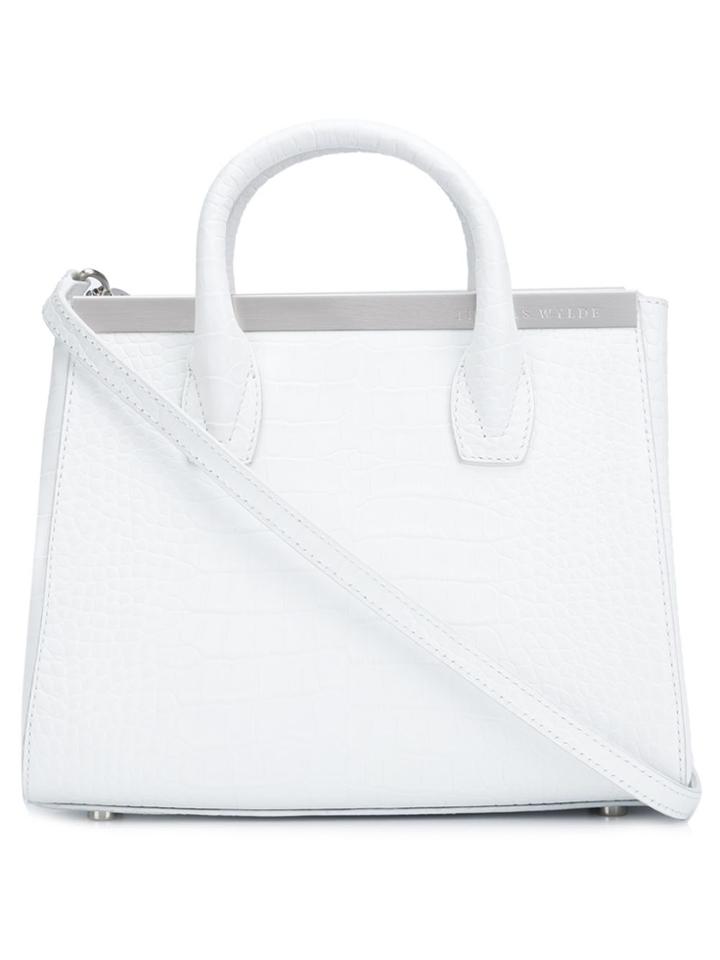 Thomas Wylde Embossed Crocodile Effect Tote - White