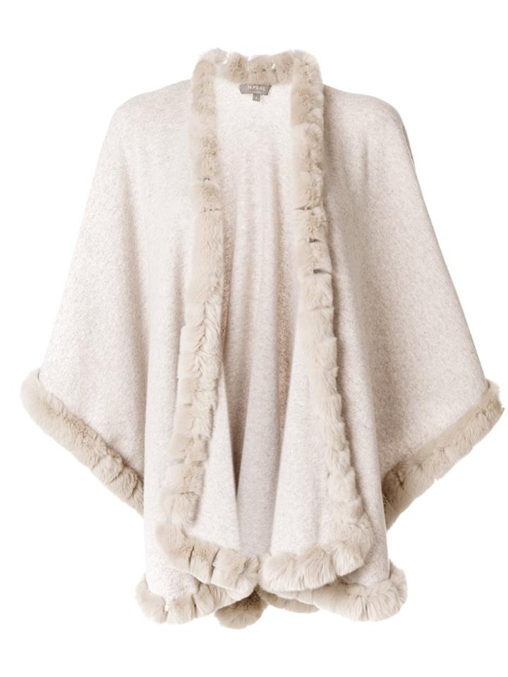 N.peal Fur Trimmed Cashmere Cape - Nude & Neutrals