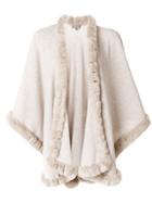 N.peal Fur Trimmed Cashmere Cape - Nude & Neutrals