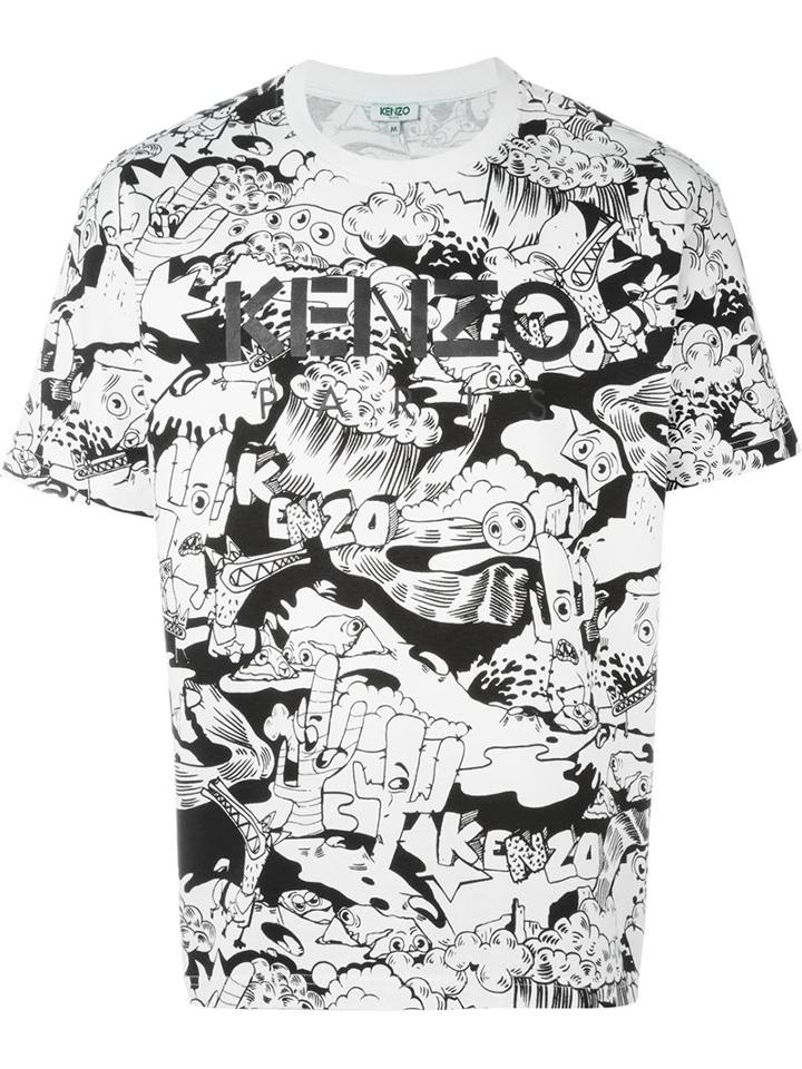 Kenzo Landscape T-shirt, Men's, Size: S, White, Cotton