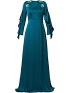 Safiyaa London Embellished Floral Gown - Blue