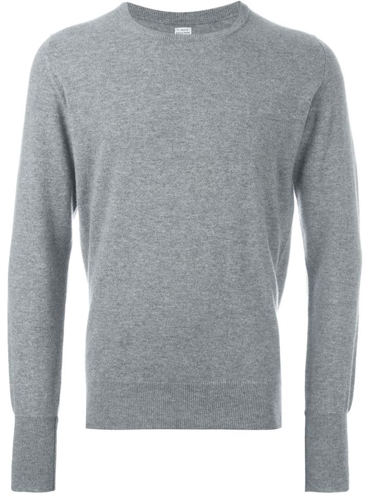 E. Tautz Cashmere Crew Neck Jumper, Men's, Size: Xl, Grey, Cashmere