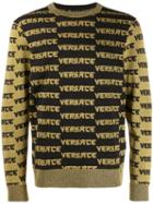 Versace Logo Stripe Jumper - Black