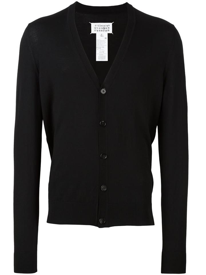 Maison Margiela Classic V-neck Cardigan, Men's, Size: Small, Black, Wool