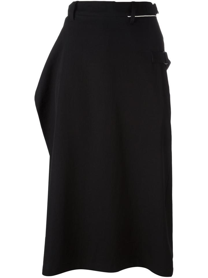 Yohji Yamamoto Apron Midi Skirt, Women's, Size: 2, Black, Wool