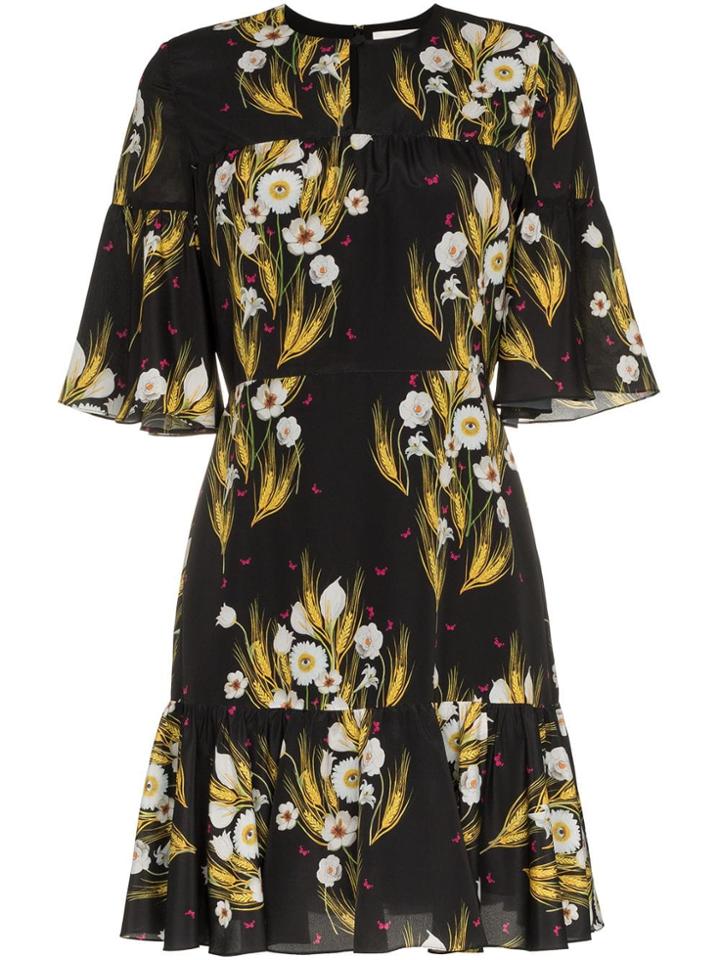 Borgo De Nor Bdn Alba Drs Rnd Nk Ss Flrl Prntd Mini - Black