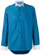 Etro - Striped Collar Shirt - Men - Cotton - 42, Blue, Cotton
