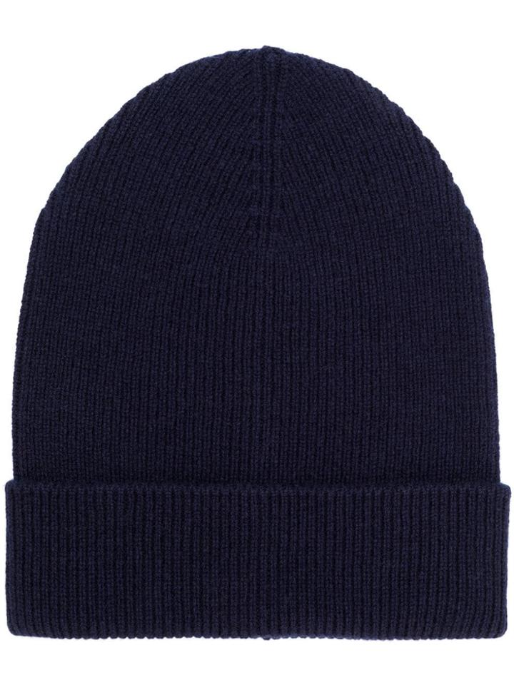 Prada Cashmere Rolled Beanie - Blue