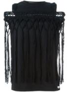 Michaela Buerger Fringed Crochet Top, Women's, Size: Medium, Black, Cotton