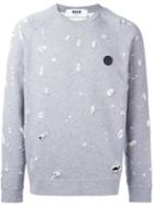 Msgm Frayed Sweatshirt, Men's, Size: Xl, Grey, Cotton/viscose