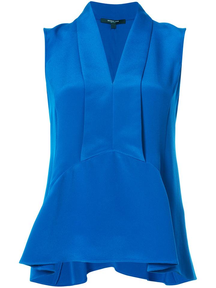 Derek Lam - Sleeveless Flared Blouse - Women - Silk - 42, Blue, Silk