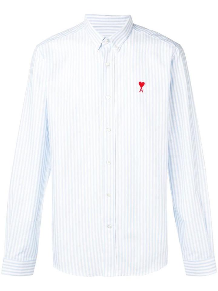Ami Paris Button-down Shirt Ami De Coeur Patch - Blue