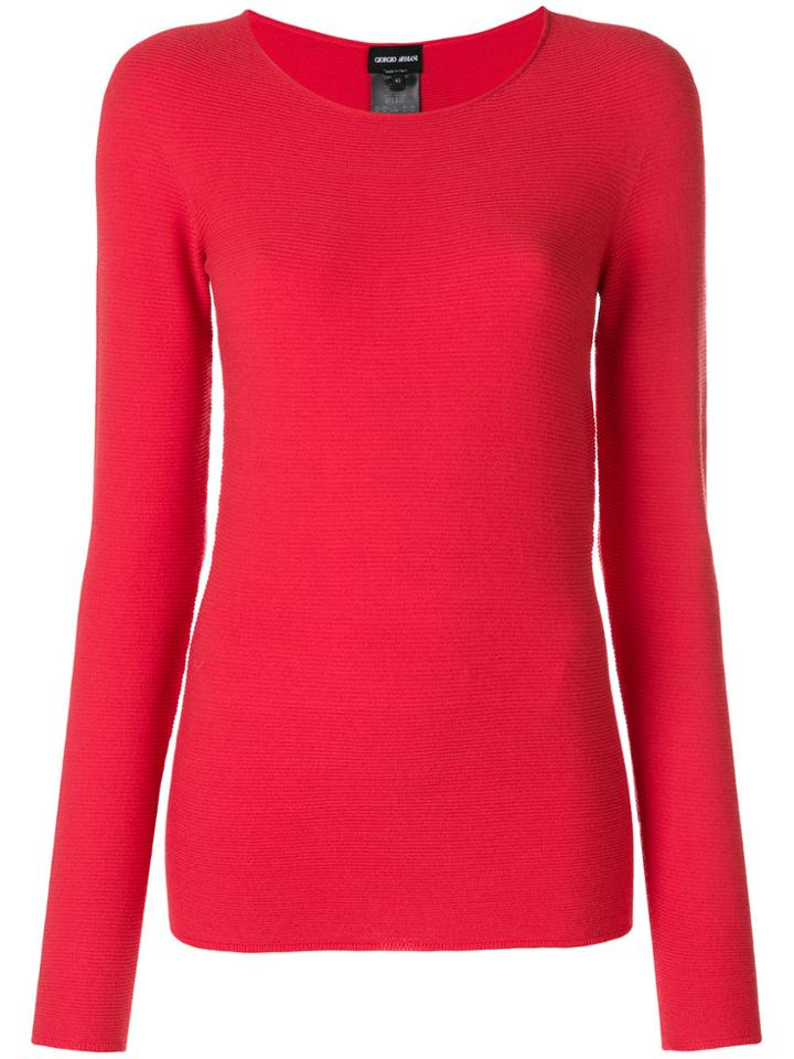 Giorgio Armani Ribbed Jumper - Red