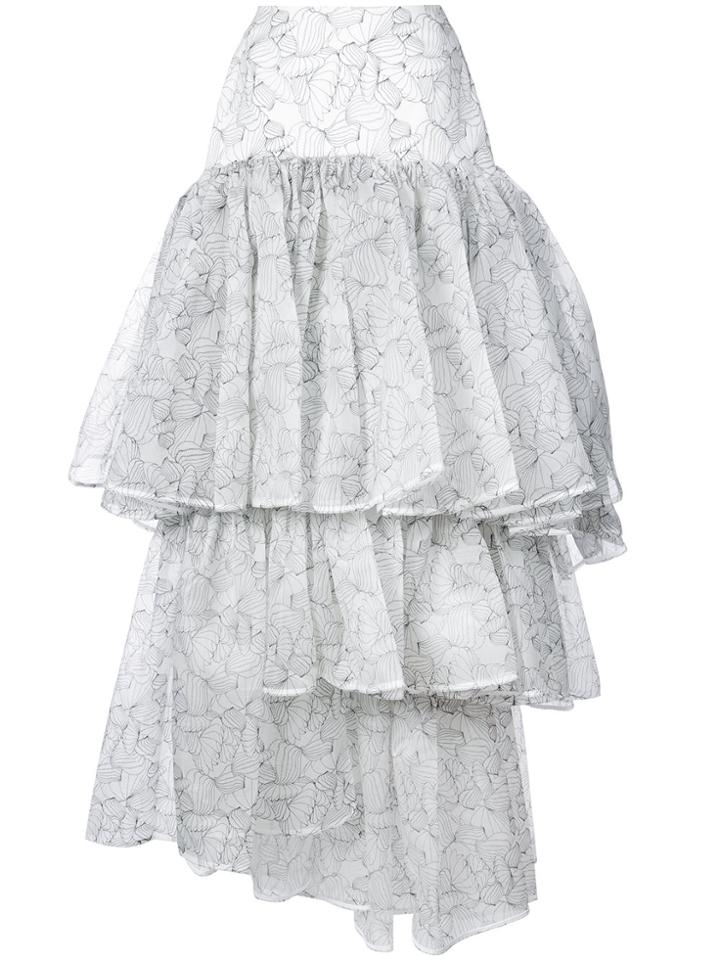Maticevski Patterned Full Ruffle Tiered Skirt - White