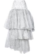Maticevski Patterned Full Ruffle Tiered Skirt - White