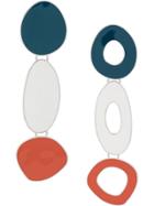 Ooak Circle Drop Earrings - Blue