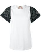 No21 Star Print Sleeves T-shirt, Women's, Size: 42, White, Cotton/silk/polyester