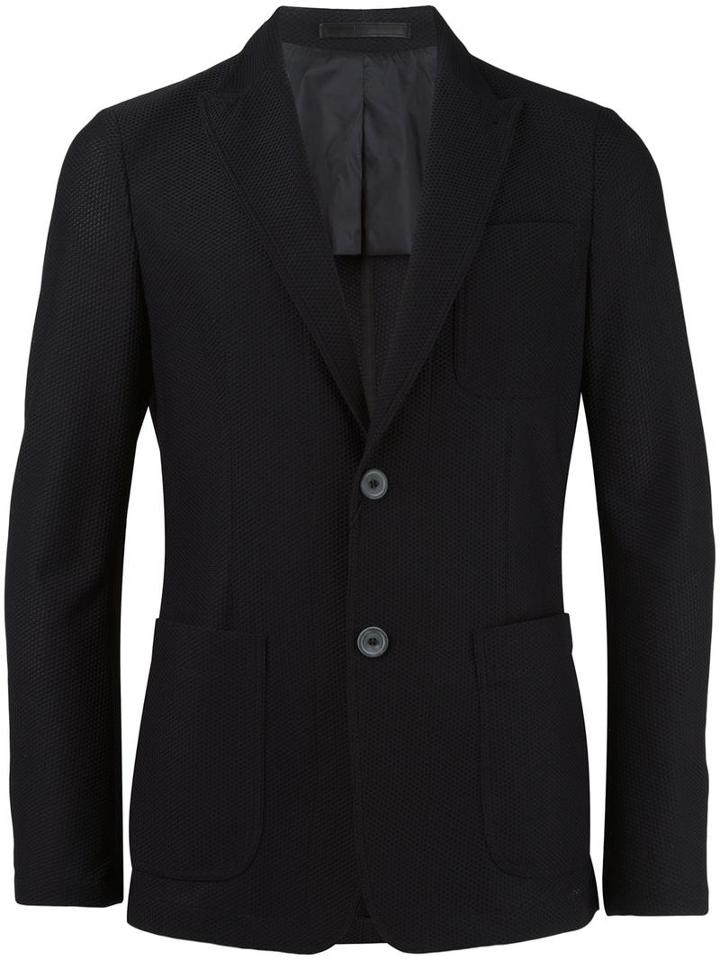 Giorgio Armani Peaked Lapel Blazer, Men's, Size: 46, Black, Polyamide/spandex/elastane