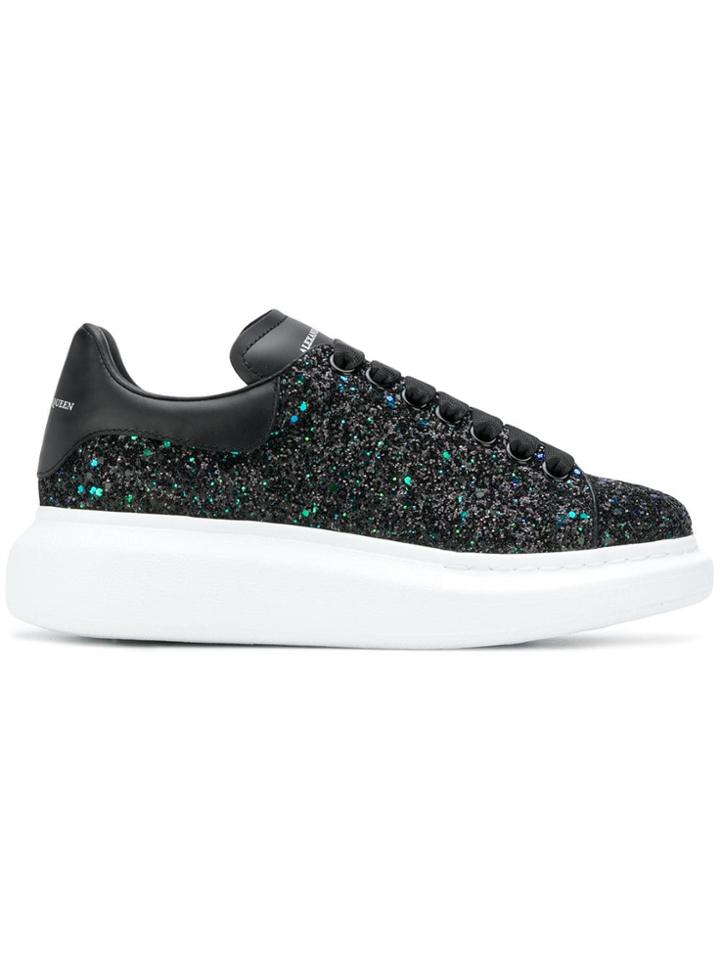Alexander Mcqueen Glitter Platform Sneakers - Black