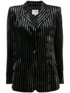 Giorgio Armani Vintage 1980's Striped Velvety Blazer - Black