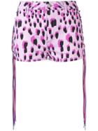 Just Cavalli Leopard Print Lace-up Denim Shorts - Pink