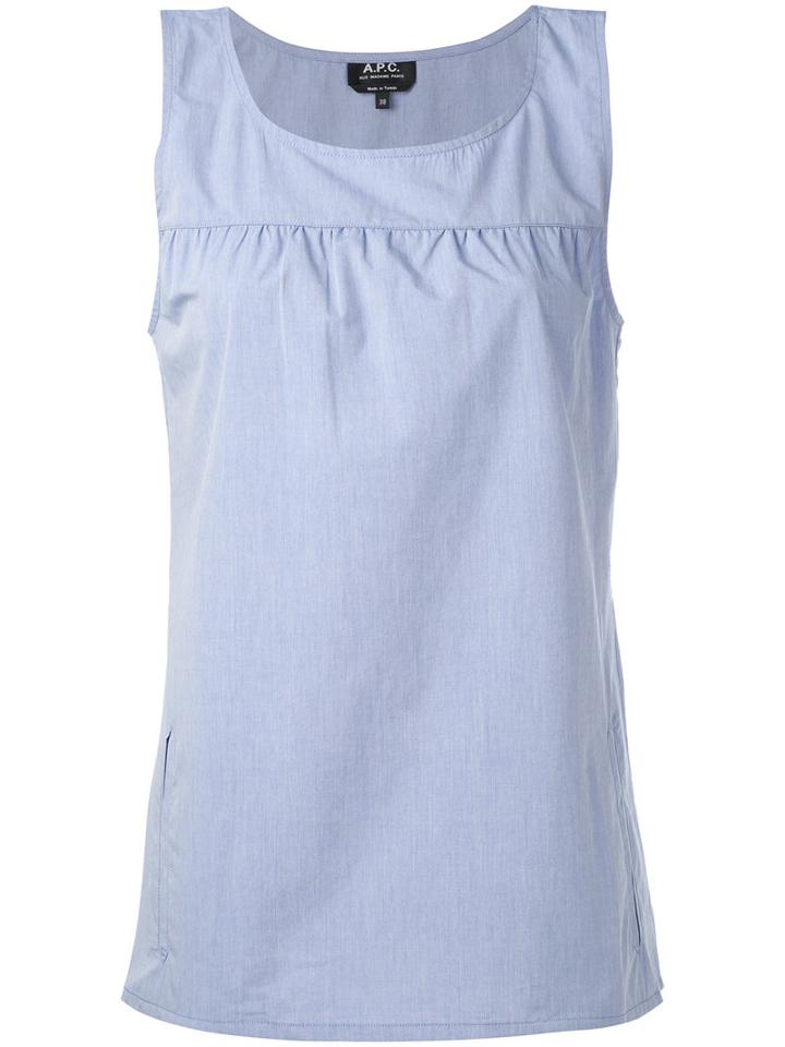 A.p.c. - Gathered Detail Tank - Women - Cotton - 36, Blue, Cotton