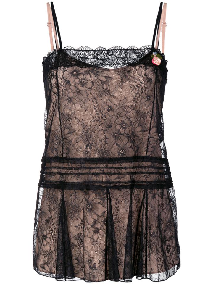 Twin-set Lace Lingerie Top - Black