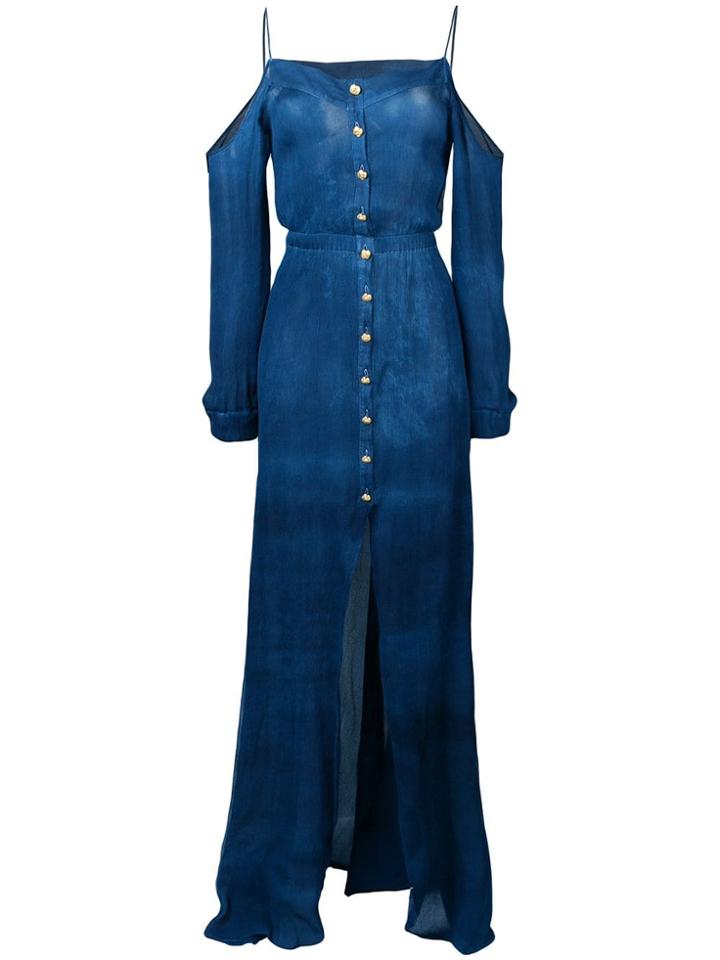Balmain Button-down Maxi Dress - Blue