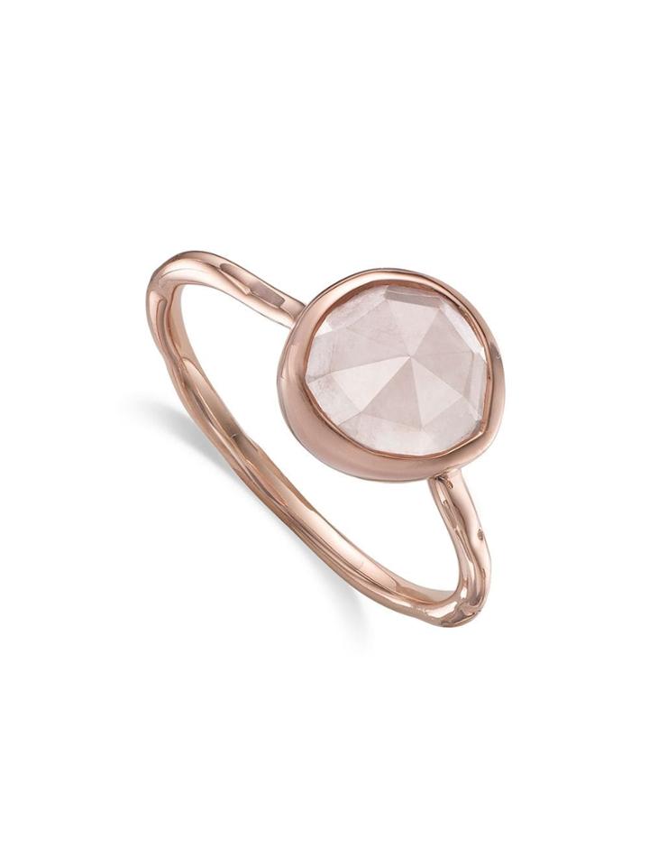 Monica Vinader Rp Siren Stacking Rose Quartz Ring - Pink