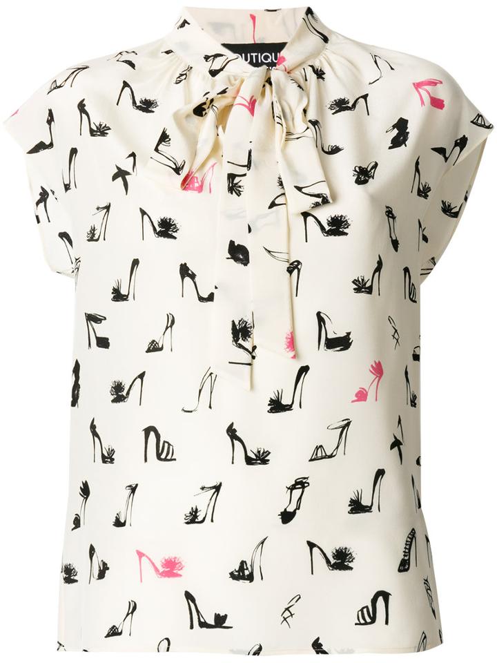 Boutique Moschino - Stiletto Print Blouse - Women - Silk - 44, Black, Silk