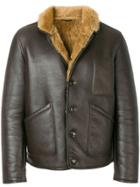 Ymc Shearling Leather Jacket - Brown
