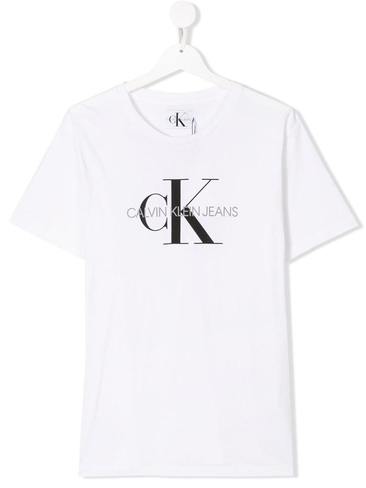 Calvin Klein Kids Teen Logo Print T-shirt - White