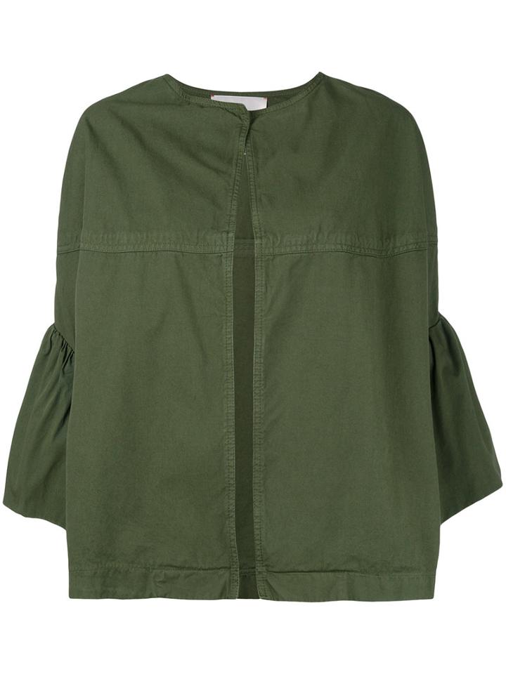 Jucca - Ruffled Sleeves Cropped Jacket - Women - Cotton - 38, Green, Cotton