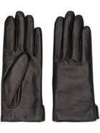 Agnelle Plain Leather Gloves - Black