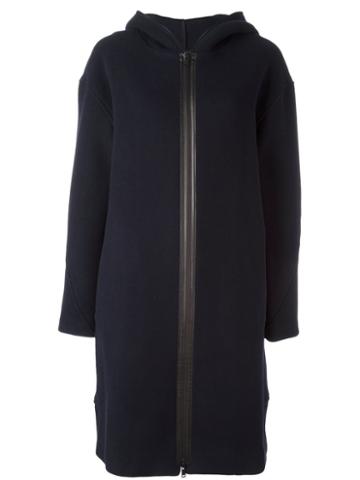 Dkny Hooded Zip Coat, Women's, Size: Medium, Blue, Nylon/wool