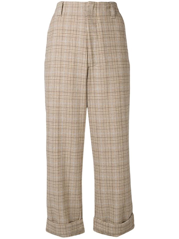 Acne Studios Loose Fit Plaid Trousers - Brown