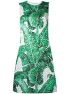 Dolce & Gabbana Banana Leaf Print Brocade Dress, Women's, Size: 42, Green, Cotton/silk/lurex/spandex/elastane