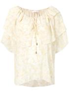 See By Chloé Printed Ruffle Blouse - Nude & Neutrals