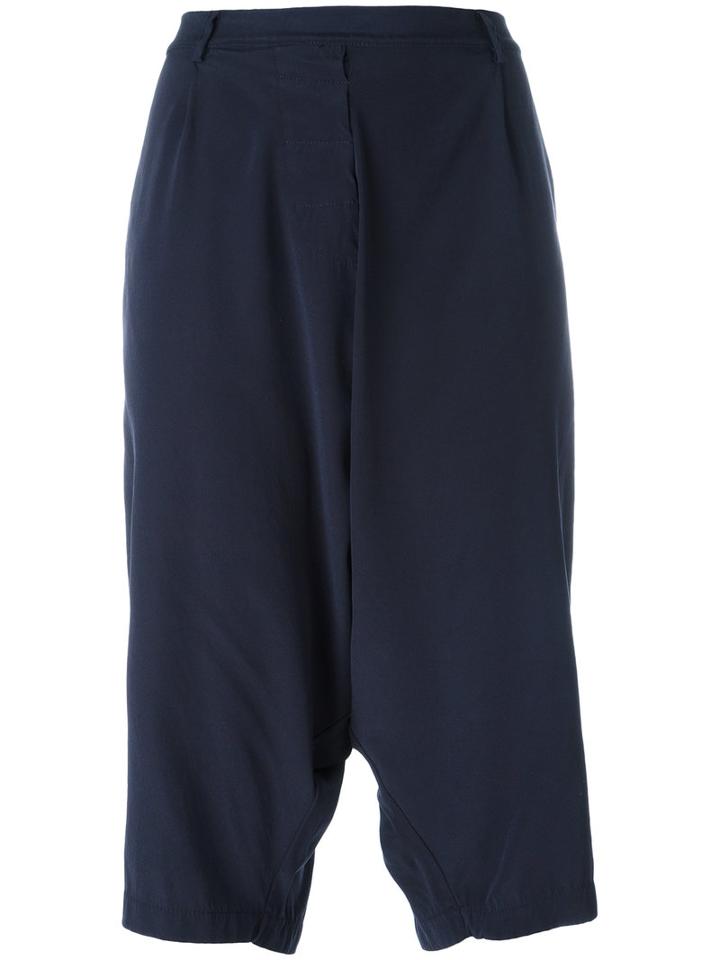 Kristensen Du Nord Drop Crotch Stretch Shorts, Women's, Size: 2, Blue, Silk/spandex/elastane