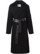 Fendi Mink Fur Collar Belted Coat