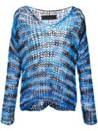 The Elder Statesman Chunky Knit Striped Sweater - Blue