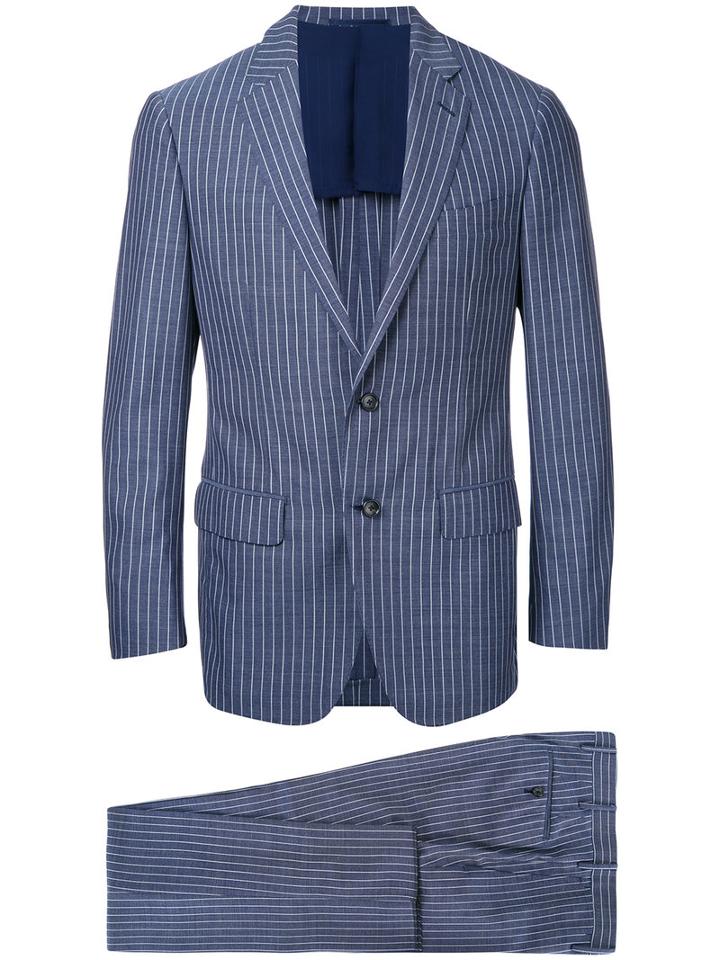 Striped Single-breasted Suit - Men - Cupro/wool - 48, Blue, Cupro/wool, Estnation