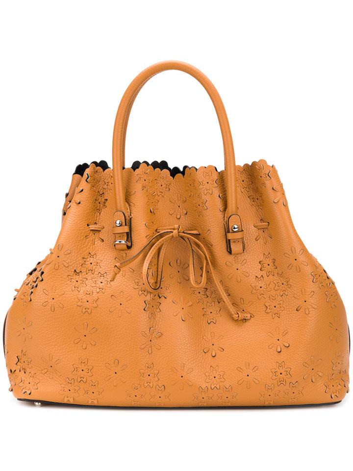 Ermanno Scervino Floral Laser-cut Tote - Brown