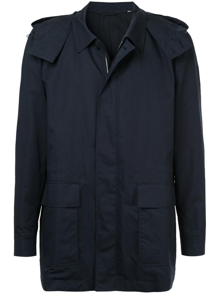 Gieves & Hawkes Hooded Raincoat - Blue